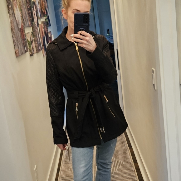 NWT Michael Kors Black Quilted Jacket with Removable Hood - SIZE SMALL - Picture 2 of 16